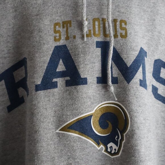 Vtg St Louis Rams Gray Hoodie Sweatshirt Top NFL Mens Large - Picture 2 of 5